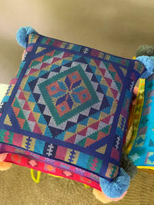 Yakan Throw Pillow Covers with Pompoms