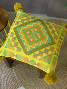 Yakan Throw Pillow Covers with Pompoms