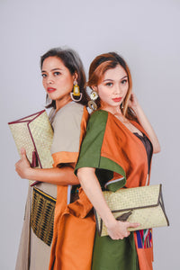 Pandan Clutch Bag with Leather Lining