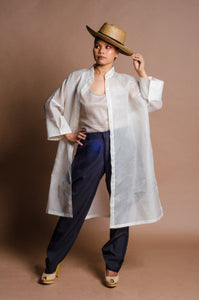 Jusi Barong Trench Jacket with Embelishment and Bead Works by Jeannie Javelosa
