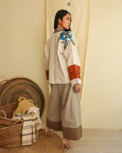 Mocha Premium Linen Nag-iisa Walang Katulad Cover Up in Rusty Brown Yakan Weave